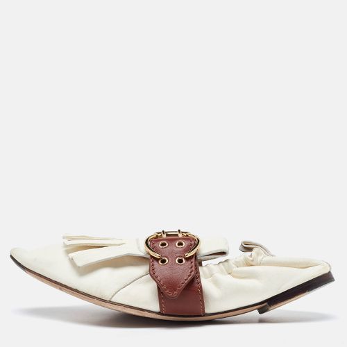 Chloe White/Brown Leather Fringe Ballet Flats Size 41 - Chloe - Modalova