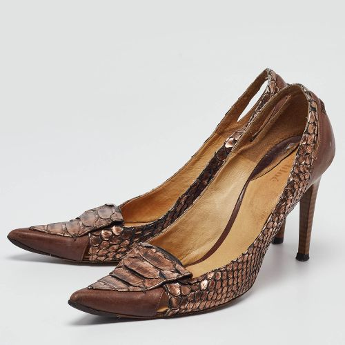 Metallic Python Leather Pointed Toe Pumps Size 40 - Chloe - Modalova