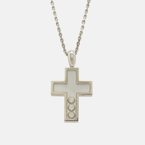 Chopard 18K White Gold and Diamond Happy Diamonds Cross Pendant Necklace - Chopard - Modalova