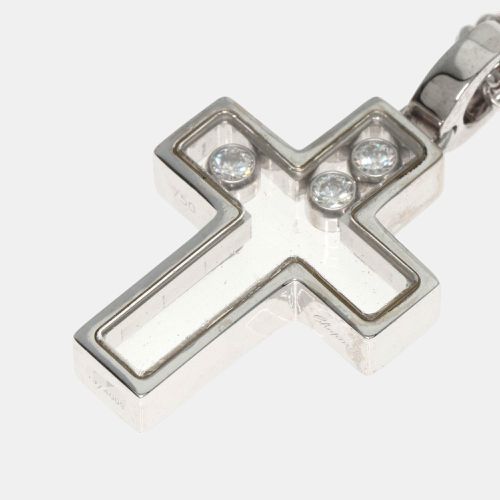 Chopard 18K White Gold and Diamond Happy Diamonds Cross Pendant Necklace - Chopard - Modalova