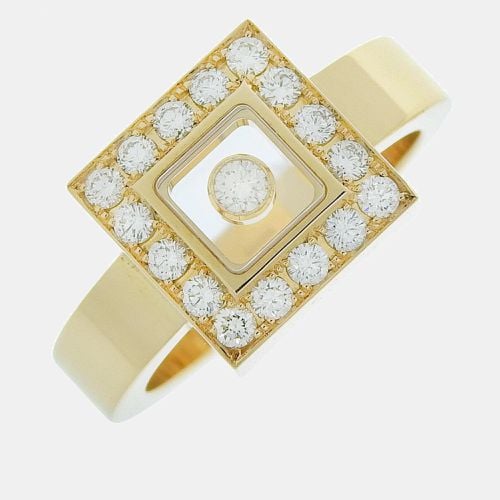 Chopard 18K Yellow Gold and Diamond Happy Diamonds Square Cocktail Ring EU 62 - Chopard - Modalova