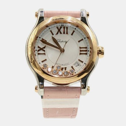 Chopard Silver 18k Rose Gold Stainless Steel Diamond Happy Sport Automatic Women's Wristwatch 36 mm - Chopard - Modalova