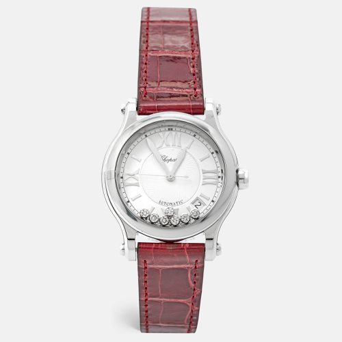 Chopard Silver Diamond Stainless Steel Alligator Leather Happy Sport 278559-3001 Women's Wristwatch 36 mm - Chopard - Modalova