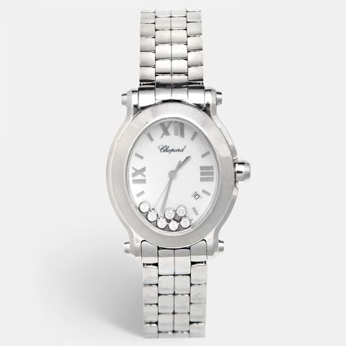 Chopard White Stainless Steel Diamond Happy Sport 8546 Women's Wristwatch 30 mm - Chopard - Modalova