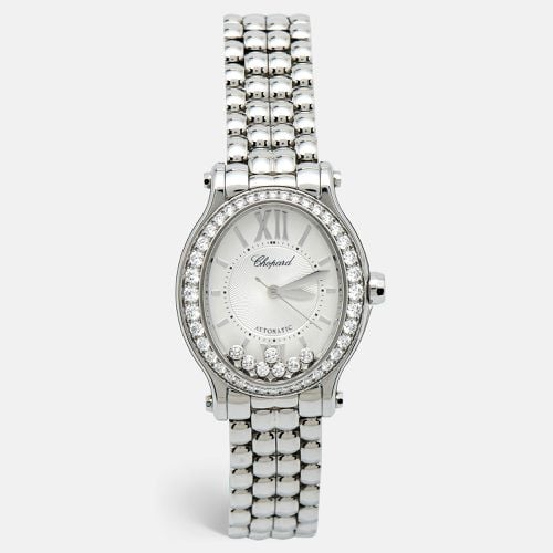 Chopard Silver Guilloche Stainless Steel Diamond Happy Sport 278602-3004 Women's Wristwatch 29 mm - Chopard - Modalova