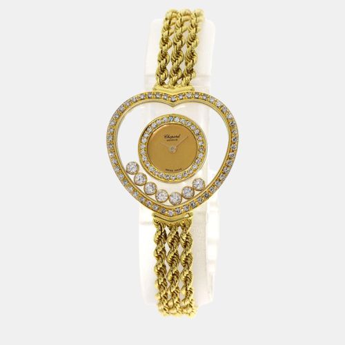 Chopard Champagne 18k Yellow Gold Diamond Happy Diamonds 4502 Quartz Women's Wristwatch 27 mm - Chopard - Modalova