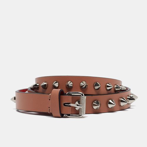 Christian Louboutin Beige Leather Spike Slim Buckle Belt 70CM - Christian Louboutin - Modalova