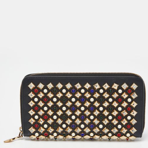 Christian Louboutin Black Leather Spikes Panettone Zip Around Wallet - Christian Louboutin - Modalova