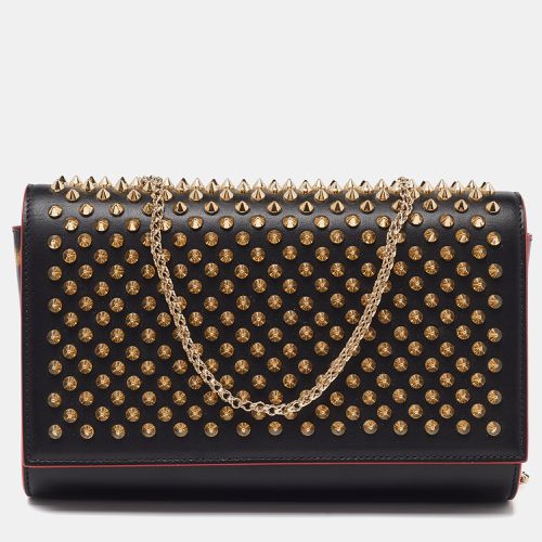 Christian Louboutin Black Leather Paloma Spiked Chain Clutch - Christian Louboutin - Modalova