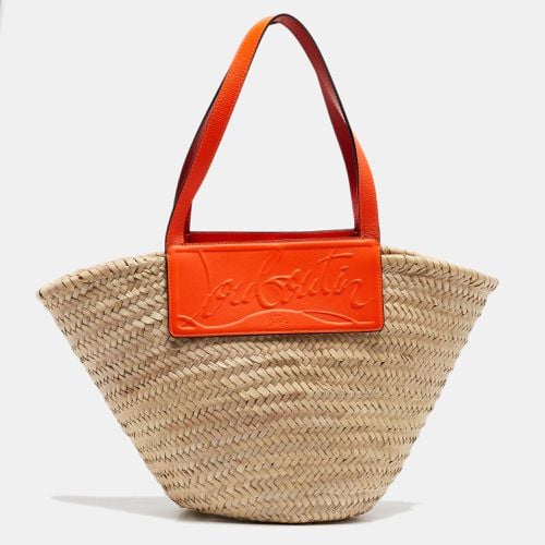 Christian Louboutin Orange/Beige Woven Raffia Loubishore Basket Bag - Christian Louboutin - Modalova