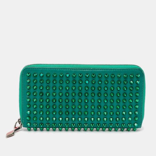 Christian Louboutin Green Leather Spike Studded Zip Continental Wallet - Christian Louboutin - Modalova