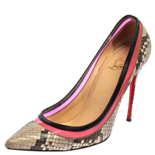 Christian Louboutin Two Tone Python And PVC Paulina Pointed Toe Pumps Size 40 - Christian Louboutin - Modalova