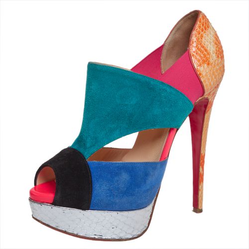 Christian Louboutin Multicolour Python Leather And Suede Pitou Pumps Size 37.5 - Christian Louboutin - Modalova