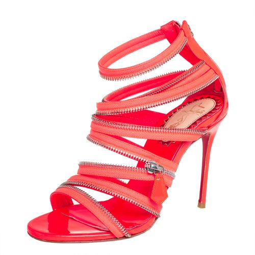 Christian Louboutin Neon Pink Fabric And Leather Unzip Booties Size 36.5 - Christian Louboutin - Modalova