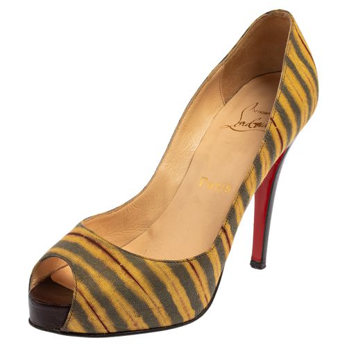 Christian Louboutin Multicolor Canvas Very Prive Peep Toe Pumps Size 36.5 - Christian Louboutin - Modalova