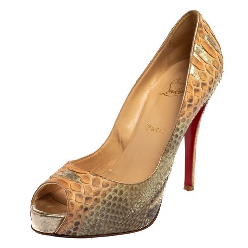 Christian Louboutin Two Tone Python New Very Prive Peep Toe Pumps Size 38.5 - Christian Louboutin - Modalova