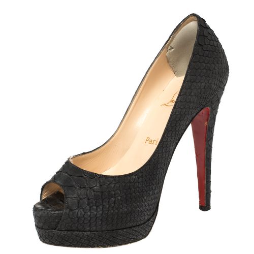 Christian Louboutin Black Python Very Prive Peep Toe Pumps Size 35 - Christian Louboutin - Modalova