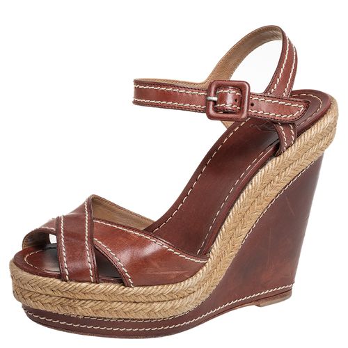 Christian Louboutin Brown Leather Almeria Sandals Size 36 - Christian Louboutin - Modalova