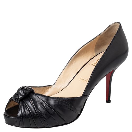 Christian Louboutin Black Leather Knot Peep Toe Pumps Size 39 - Christian Louboutin - Modalova