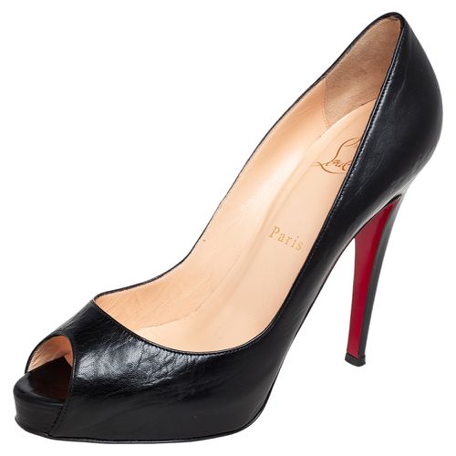 Christian Louboutin Black Leather Very Prive Peep Toe Pumps Size 38.5 - Christian Louboutin - Modalova