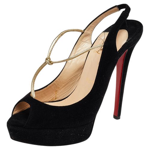 Christian Louboutin Black Suede Alta Spritney Slingback Pumps Size 36.5 - Christian Louboutin - Modalova