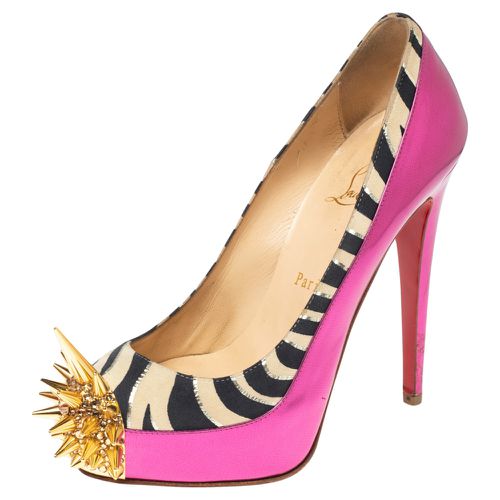 Zebra Print Suede And Patent Leather Limited Edition Asteroid Spike Pumps Size 36 - Christian Louboutin - Modalova