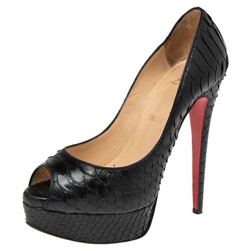 Christian Louboutin Black Python Lady Peep Toe Platform Pumps Size 35 - Christian Louboutin - Modalova