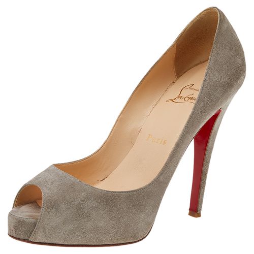 Christian Louboutin Grey Suede Prive Peep Toe Platform Pumps Size 38.5 - Christian Louboutin - Modalova