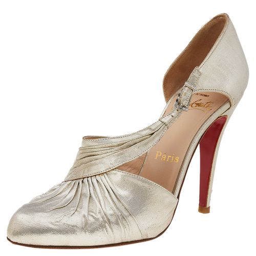 Christian Louboutin Metallic Gold Lamé Fabric Ruffle D'Orsay Pumps Size 38 - Christian Louboutin - Modalova