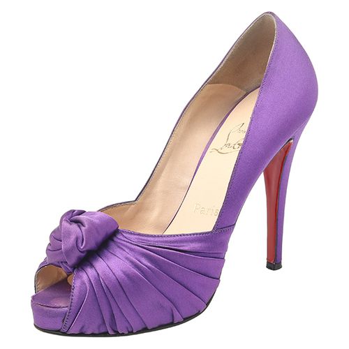 Christian Louboutin Purple Satin Knotted Greissimo Platform Peep Toe Pumps Size 38 - Christian Louboutin - Modalova