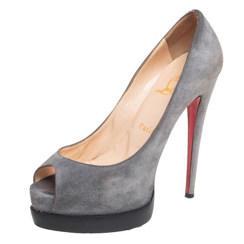 Christian Louboutin Grey Suede Palais Royal Peep Toe Pumps Size 37 - Christian Louboutin - Modalova