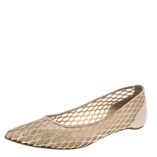 Christian Louboutin Beige Leather And Mesh Ballet Flats Size 36.5 - Christian Louboutin - Modalova