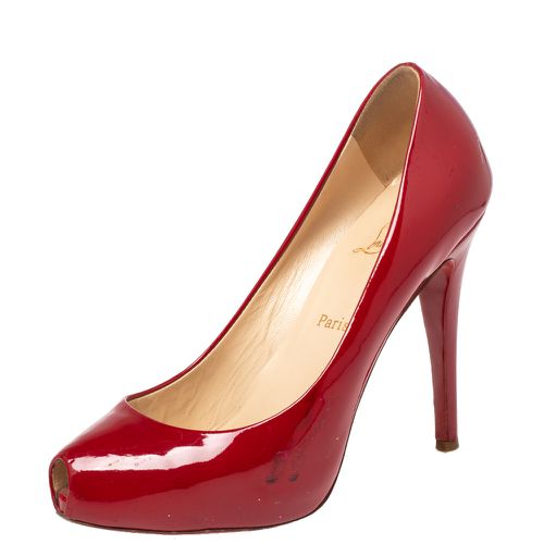 Christian Louboutin Red Patent Leather Peep Toe Platform Pumps Size 38 - Christian Louboutin - Modalova