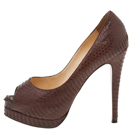 Python Embossed Leather Peep Toe Pumps Size 36.5 - Christian Louboutin - Modalova