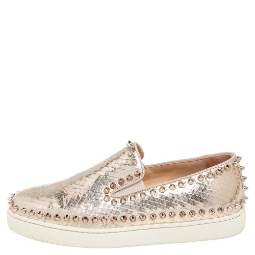 Python Embossd Leather Spike Slip On Sneakers Size 37 - Christian Louboutin - Modalova