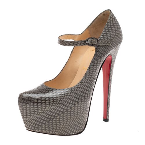 Christian Louboutin Grey Snakeskin Lady Daf Platform Pumps Size 37.5 - Christian Louboutin - Modalova