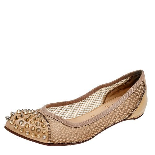 Christian Louboutin Beige Patent Leather and Mesh Spike Ballet Flats Size 40.5 - Christian Louboutin - Modalova