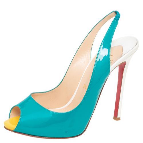 Christian Louboutin Multicolor Patent Leather Flo Slingback Sandals Size 37.5 - Christian Louboutin - Modalova