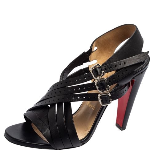 Christian Louboutin Black Leather Buckle Cross Strap Sandals Size 37 - Christian Louboutin - Modalova