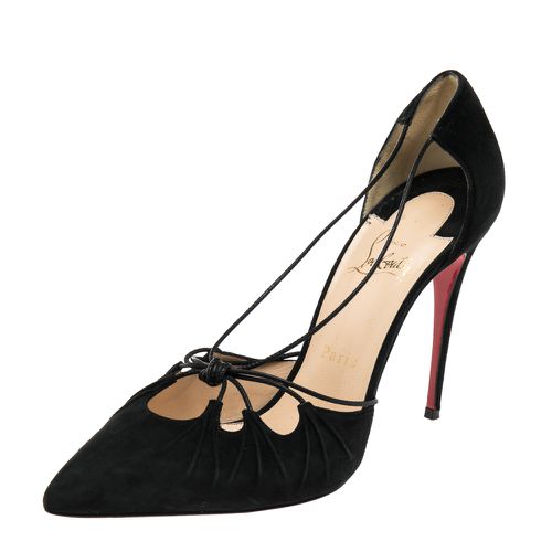 Christian Louboutin Black Suede Riri Pointed Toe Pumps Size 39.5 - Christian Louboutin - Modalova