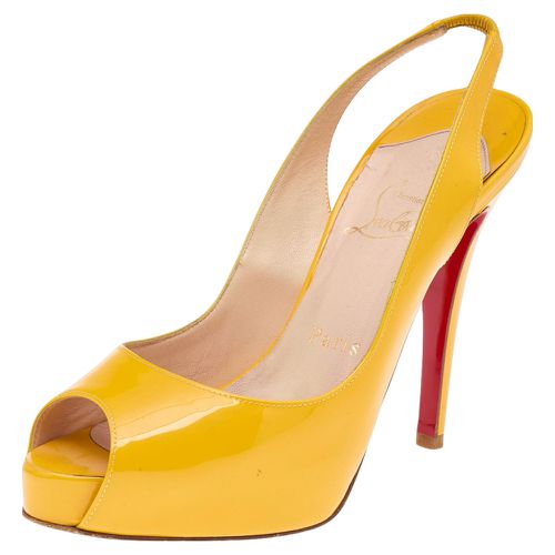 Christian Louboutin Yellow Patent Leather Peep Toe Platform Slingback Sandals Size 36 - Christian Louboutin - Modalova