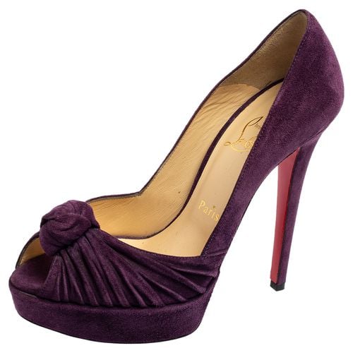 Christian Louboutin Purple Suede Knotted Greissimo Peep-Toe Platform Pumps Size 37 - Christian Louboutin - Modalova