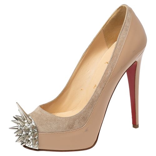 Christian Louboutin Beige Patent Leather and Suede Asteroid Spike Toe Pumps Size 37 - Christian Louboutin - Modalova