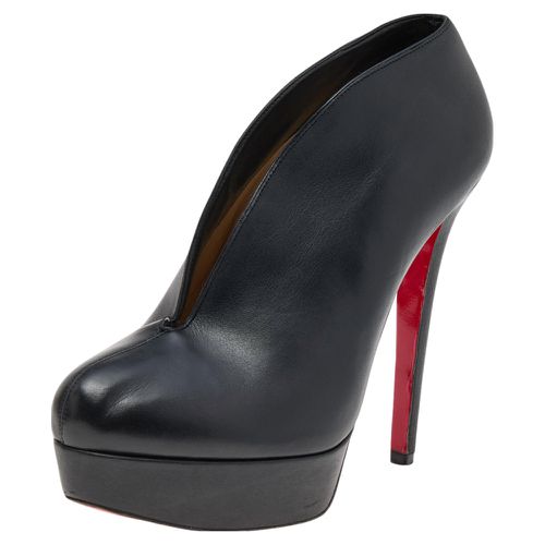 Christian Louboutin Black Leather Fast Plato Platform Booties Size 36.5 - Christian Louboutin - Modalova