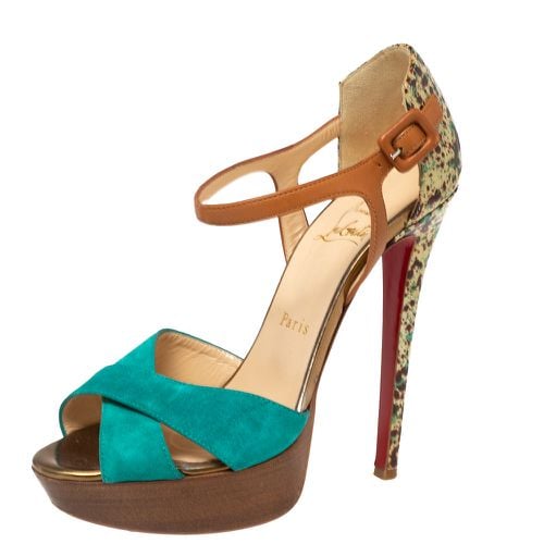 Christian Louboutin Multicolor Suede And Leather Ankle Strap Platform Sandals Size 37 - Christian Louboutin - Modalova