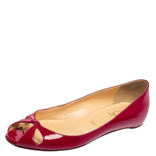 Christian Louboutin Pink Patent Leather Flat Peep-Toe Ballet Flats Size 37.5 - Christian Louboutin - Modalova