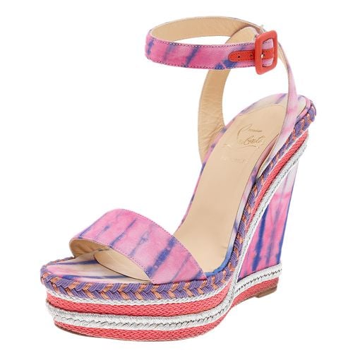 Christian Louboutin Multicolor Fabric New Duplice Ankle Strap Wedges Platform Sandals Size 39 - Christian Louboutin - Modalova