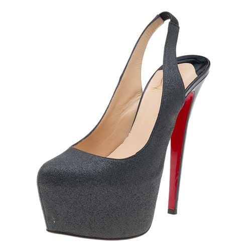 Christian Louboutin Dark Grey Glitter Slingback Platform Sandals Size 39 - Christian Louboutin - Modalova