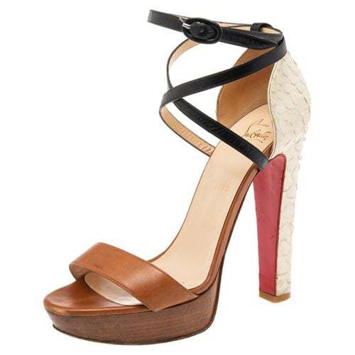 Christian Louboutin Brown/White Python And Leather Platform Ankle Strap Sandals Size 39 - Christian Louboutin - Modalova