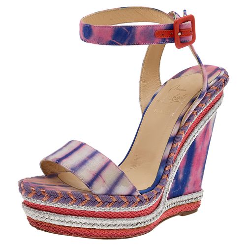 Christian Louboutin Multicolor Tie-Dye Fabric Duplice Platform Wedge Sandals Size 37 - Christian Louboutin - Modalova